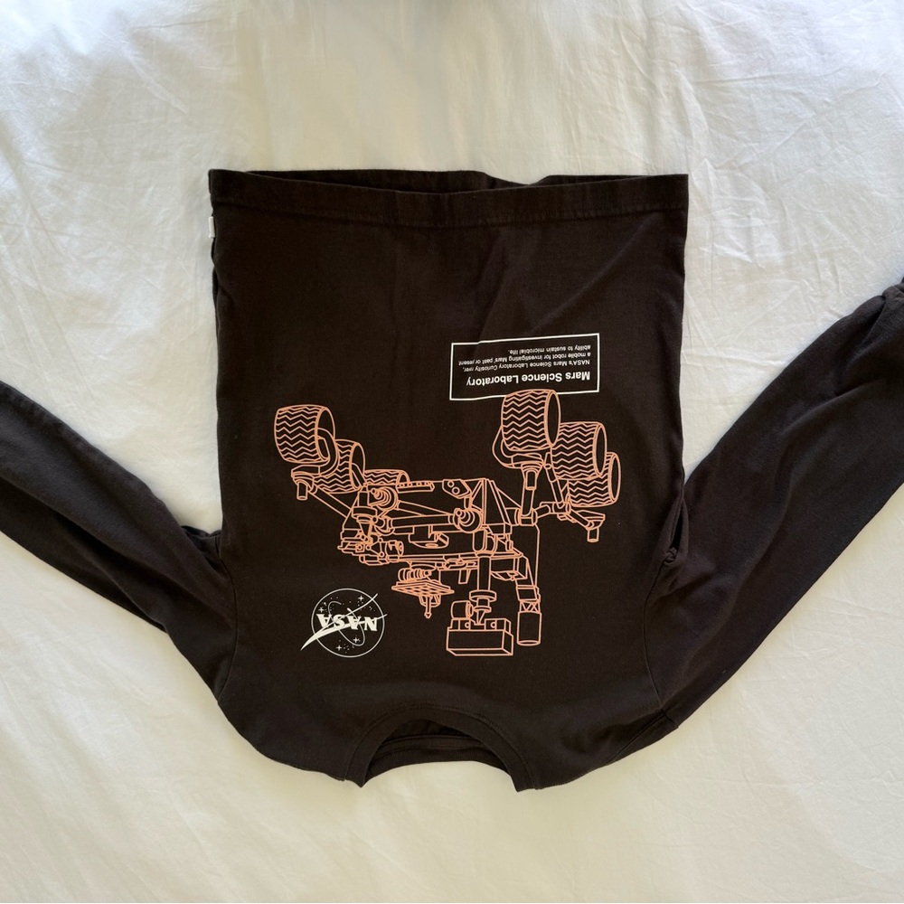 NASA Black Graphic Long Sleeve Tee with Pink Rover Print